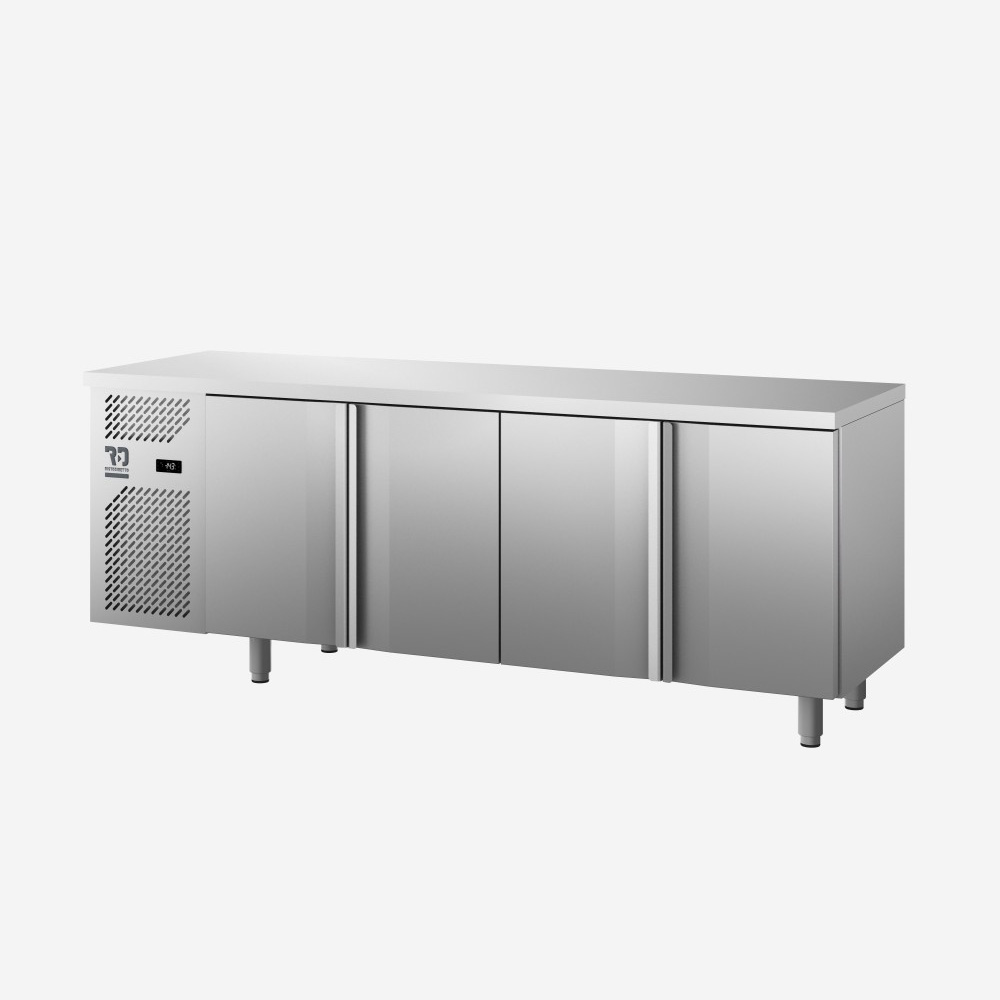 Ristodiretto Euronorm Piano Liscio - Tavolo 4 Porte - Pasticceria Refrigerato Banco Congelatore Inox