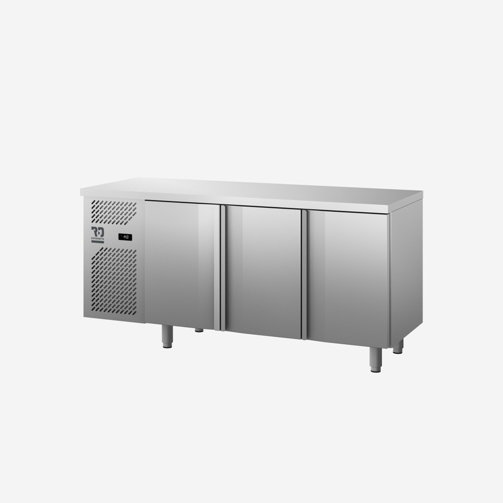 Ristodiretto Gastronorm Piano Liscio - Tavolo 3 Porte - Refrigerato Banco Congelatore Inox
